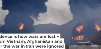 Plumes of smoke and fire rise after debris from an intercepted Iranian drone struck an oil facility, according to authorities, in Fujairah, United Arab Emirates, on March 14, 2026. AP Photo/Altaf Qadri